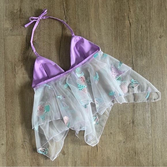 Handmade Y2K Fairycore Mushroom Babydoll Halter Top – Lilac Purple - Size S - Picture 6 of 9